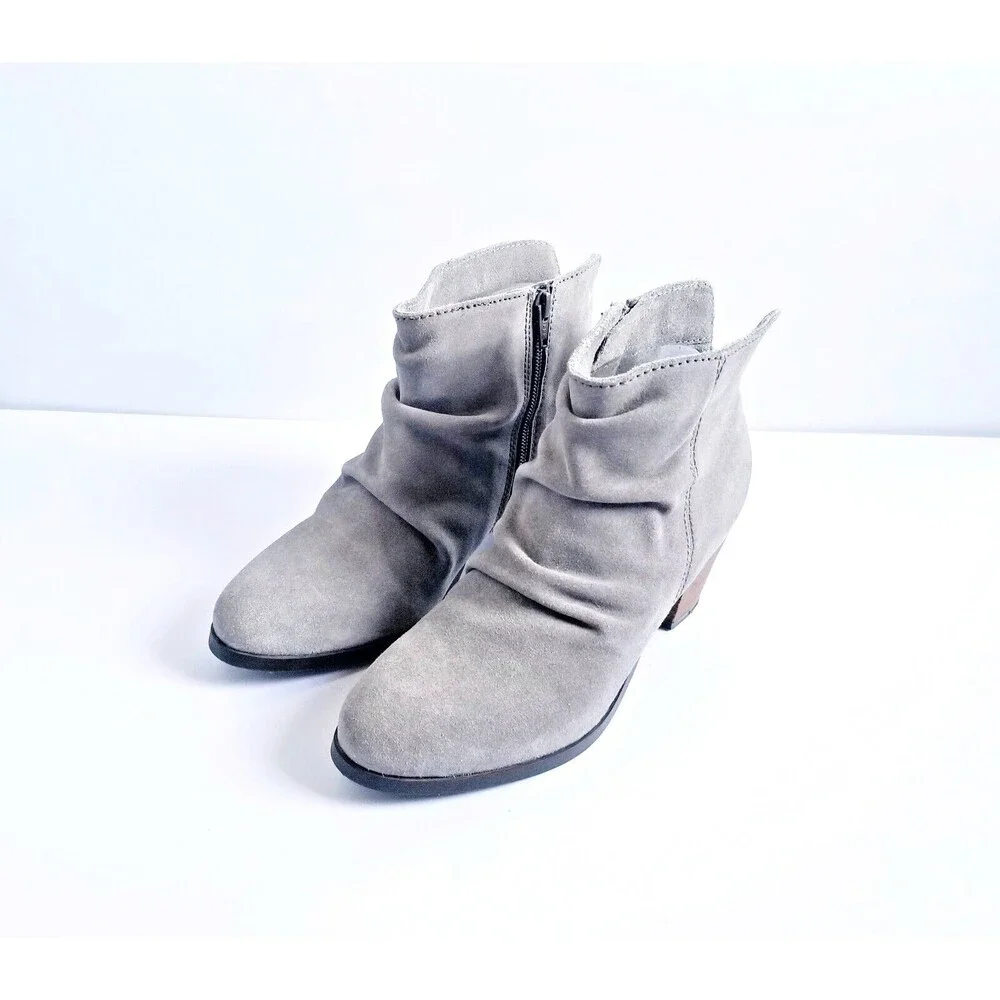 DIBA Women's Sandra Gray Suede Booties Sz 8 Heeled Ankle Boots